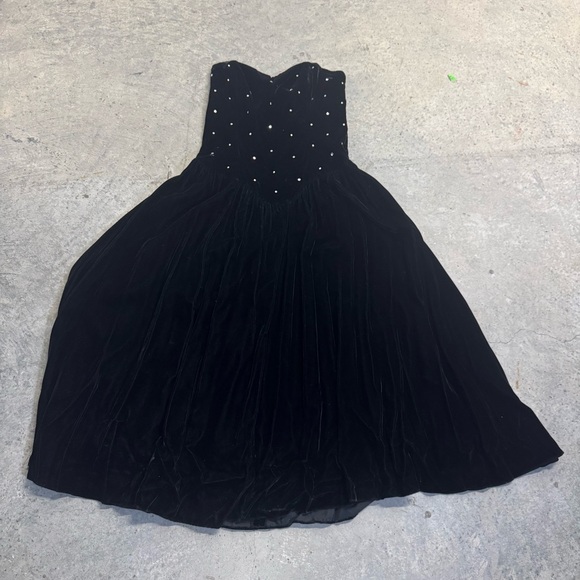 Positively Ellyn Vintage Women’s Black Velvet Rhinestone Dress Y2k Whimsigoth